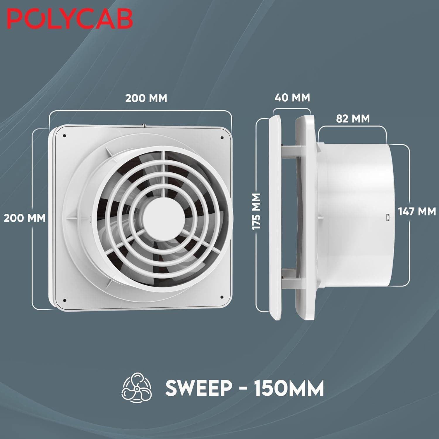 Polycab Freshly Prime Exhaust Fan - Exhaust Fan | White | FEXDOVE035P - View 6