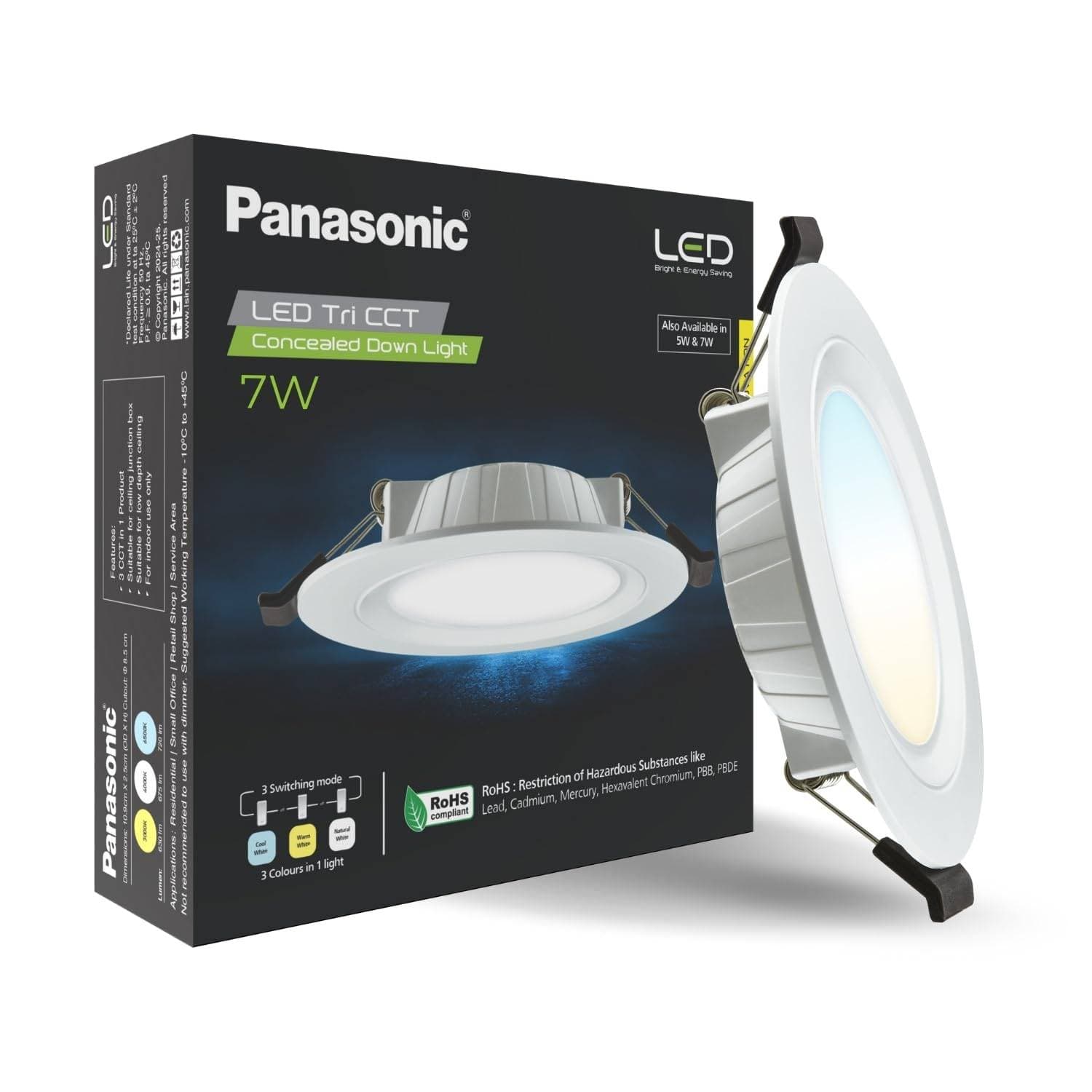 Panasonic LED Concealed Downlight - Downlight | Cool White | Cut Out Dimension: Ø85 mm - View 6