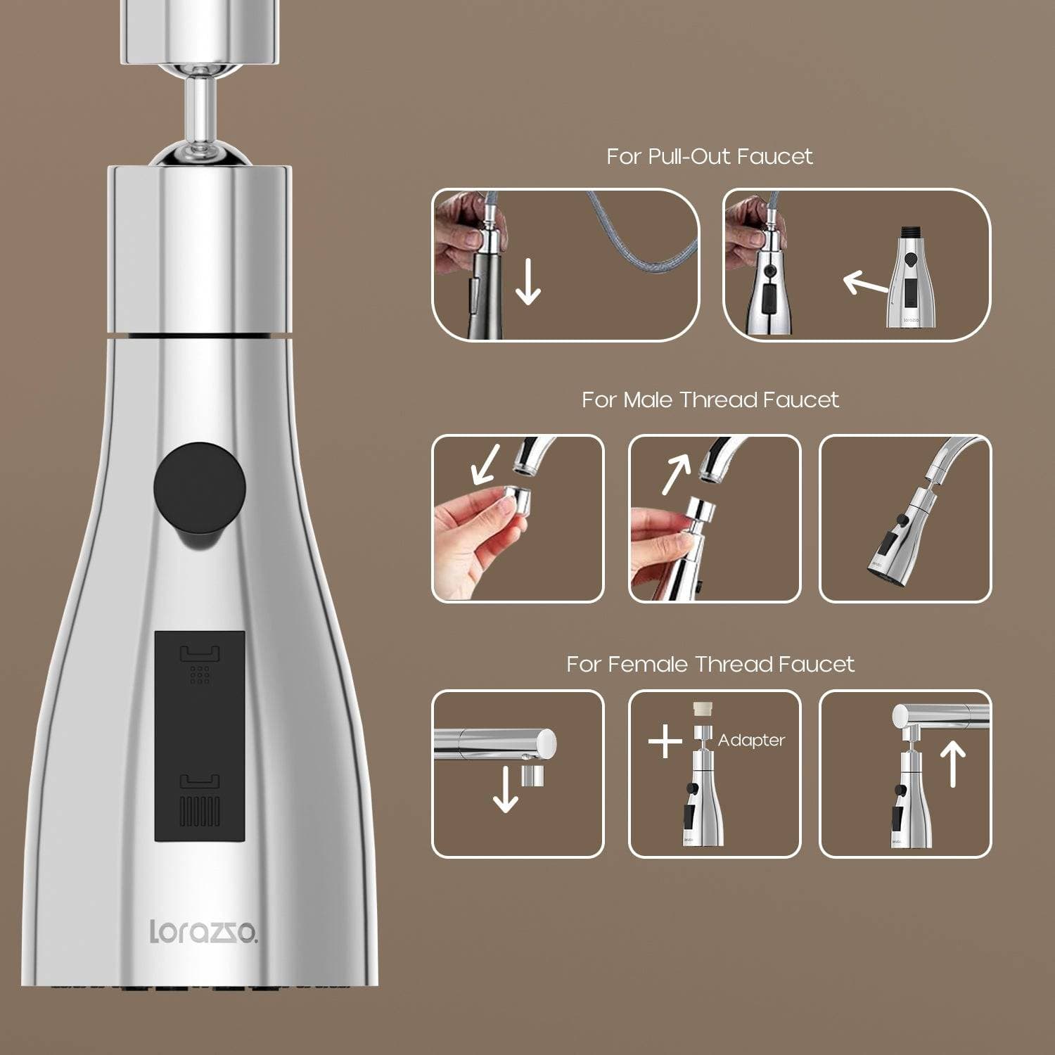 Lorazzo Classic Health Faucet - Health Faucet | LRZ HF0251 S04 | ABS - View 9
