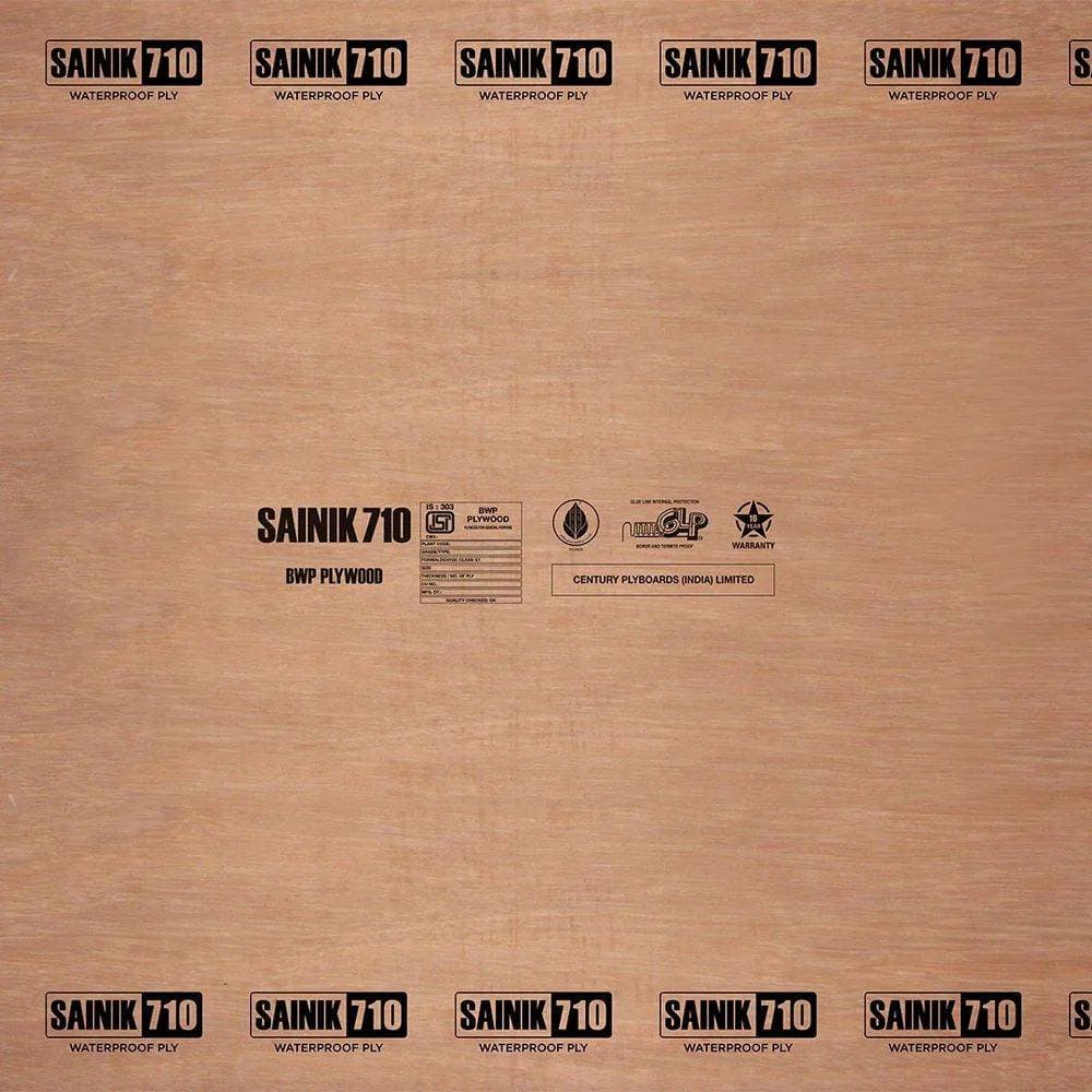 Century Sainik 710  BWP Marine Plywood - BWP | 7x4 ft | Adhesion of Plies: Past Standard||Preservative Treatment: Two Tier Treatment: Glue line protection, Finished panels are treated with ACC (Acid Copperchrome Compound)||Water Absorption (%): < 5||Screw holding strength (Kg): > 200||Nail holding strengt - View 6